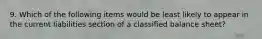 9. Which of the following items would be least likely to appear in the current liabilities section of a classified balance sheet?