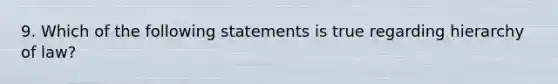 9. Which of the following statements is true regarding hierarchy of law?