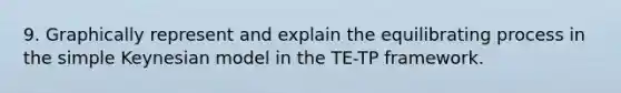 9. Graphically represent and explain the equilibrating process in the simple Keynesian model in the TE-TP framework.