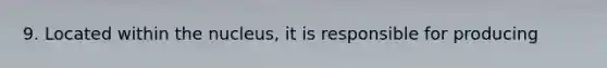 9. Located within the nucleus, it is responsible for producing