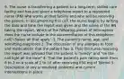 9. The nurse is transferring a patient to a long-term, skilled care facility and has just given a telephone report to a registered nurse (RN) who works at that facility and who will be receiving the patient. In documenting this call, the nurse begins by writing the date and time the report was given and the name of the RN taking the report. Which of the following pieces of information does the nurse include in the documentation of this telephone call? (Select all that apply.) 1. The patient's name, age, and admitting diagnoses 2. The discussion of any allergies to food and medications that the patient has 3. That the nurse receiving the report was advised that the patient is "needy" and "on the call light all the time" 4. That the patient's pain rating went from 8 to 2 on a scale of 1 to 10 after receiving 650 mg of Tylenol 5. Description of any unresolved problems and current interventions in place