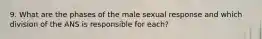 9. What are the phases of the male sexual response and which division of the ANS is responsible for each?