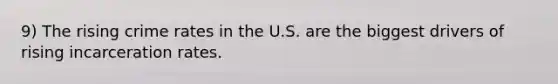 9) The rising crime rates in the U.S. are the biggest drivers of rising incarceration rates.