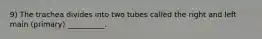 9) The trachea divides into two tubes called the right and left main (primary) __________.