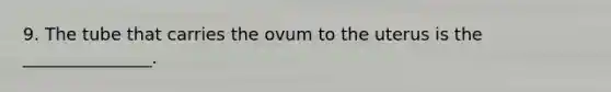 9. The tube that carries the ovum to the uterus is the _______________.