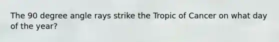 The 90 degree​ angle rays strike the Tropic of Cancer on what day of the year?