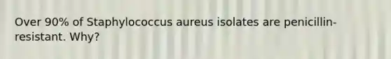 Over 90% of Staphylococcus aureus isolates are penicillin-resistant. Why?