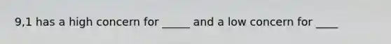 9,1 has a high concern for _____ and a low concern for ____