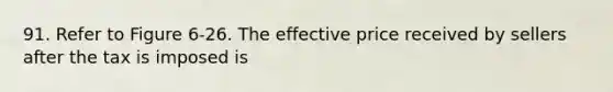 91. Refer to Figure 6-26. The effective price received by sellers after the tax is imposed is