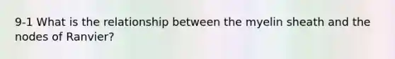 9-1 What is the relationship between the myelin sheath and the nodes of Ranvier?