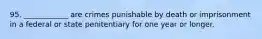 95. ____________ are crimes punishable by death or imprisonment in a federal or state penitentiary for one year or longer.