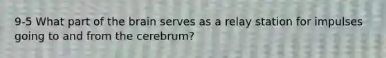 9-5 What part of <a href='https://www.questionai.com/knowledge/kLMtJeqKp6-the-brain' class='anchor-knowledge'>the brain</a> serves as a relay station for impulses going to and from the cerebrum?