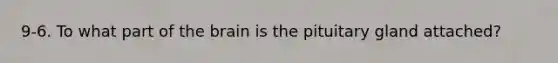 9-6. To what part of <a href='https://www.questionai.com/knowledge/kLMtJeqKp6-the-brain' class='anchor-knowledge'>the brain</a> is the pituitary gland attached?