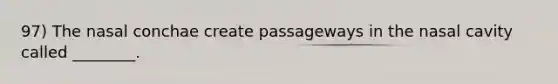 97) The nasal conchae create passageways in the nasal cavity called ________.