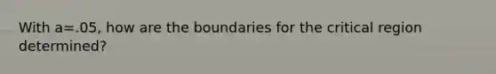 With a=.05, how are the boundaries for the critical region determined?