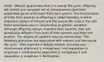 A5Q6 - Meiosis guarantees that in a sexual life cycle, offspring will inherit one complete set of chromosomes (and their associated genes and traits) from each parent. The transmission of traits from parents to offspring is called heredity. Another important aspect of meiosis and the sexual life cycle is the role these processes play in contributing to genetic variation. Although offspring always resemble their parents, they are genetically different from both of their parents and from one another. The degree of variation may be tremendous. The following processes are associated with meiosis and the sexual life cycle: -DNA replication before meiosis -crossing over -chromosome alignment in metaphase I and separation in anaphase I -chromosome alignment in metaphase II and separation in anaphase II -fertilization