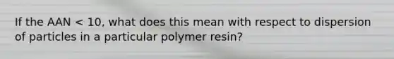 If the AAN < 10, what does this mean with respect to dispersion of particles in a particular polymer resin?