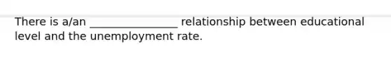 There is a/an ________________ relationship between educational level and the unemployment rate.