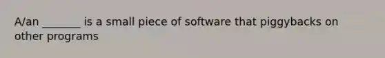 A/an _______ is a small piece of software that piggybacks on other programs