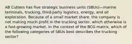 AB Cutters has five strategic business units (SBUs)—marine terminals, trucking, third-party logistics, energy, and oil exploration. Because of a small market share, the company is not making much profit in the trucking sector, which otherwise is a fast-growing market. In the context of the BCG matrix, which of the following categories of SBUs best describes the trucking sector?