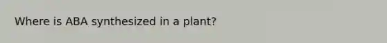 Where is ABA synthesized in a plant?