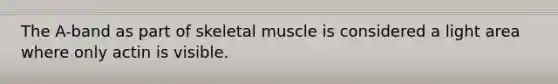 The A-band as part of skeletal muscle is considered a light area where only actin is visible.