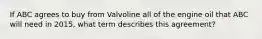 If ABC agrees to buy from Valvoline all of the engine oil that ABC will need in 2015, what term describes this agreement?