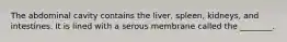 The abdominal cavity contains the liver, spleen, kidneys, and intestines. It is lined with a serous membrane called the ________.