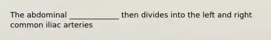 The abdominal _____________ then divides into the left and right common iliac arteries