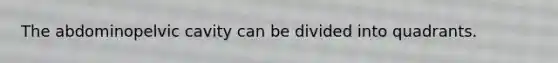 The abdominopelvic cavity can be divided into quadrants.