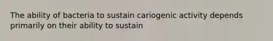 The ability of bacteria to sustain cariogenic activity depends primarily on their ability to sustain