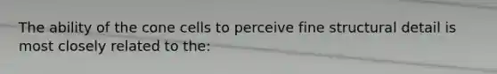 The ability of the cone cells to perceive fine structural detail is most closely related to the: