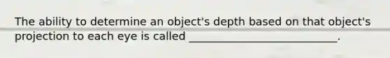 The ability to determine an object's depth based on that object's projection to each eye is called ___________________________.