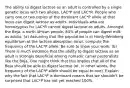 The ability to digest lactose as an adult is controlled by a single genetic locus with two alleles, LAC*P and LAC*R. People who carry one or two copies of the dominant LAC*P allele at that locus can digest lactose as adults. Individuals who are homozygous for LAC*R cannot digest lactose as adults. Amongst the Beja, a north African people, 84% of people can digest milk as adults. (a) Assuming that the population is in Hardy-Weinberg equilibrium at the lactose absorption locus, compute the frequency of the LAC*P allele. Be sure to show your work. (b) There is much evidence that the ability to digest lactose as an adult is strongly beneficial among nomadic camel pastoralists like the Beja. One might think that this implies that all of the Beja should be able to digest lactose (or, in other words, the frequency of the LAC*P allele should be equal to one). Explain why the fact that LAC*P is dominant means that we shouldn't be surprised that LAC*P has not yet reached 100%.