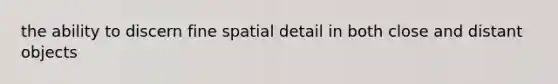 the ability to discern fine spatial detail in both close and distant objects