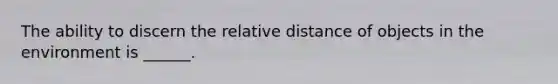 The ability to discern the relative distance of objects in the environment is ______.