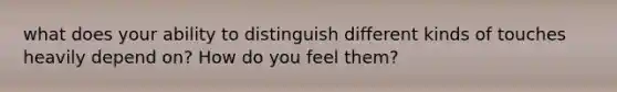 what does your ability to distinguish different kinds of touches heavily depend on? How do you feel them?