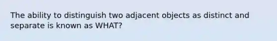 The ability to distinguish two adjacent objects as distinct and separate is known as WHAT?