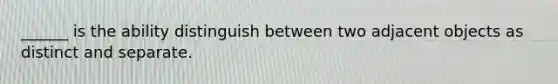 ______ is the ability distinguish between two adjacent objects as distinct and separate.