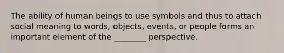 The ability of human beings to use symbols and thus to attach social meaning to words, objects, events, or people forms an important element of the ________ perspective.