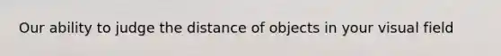 Our ability to judge the distance of objects in your visual field