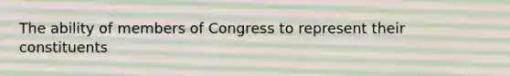 The ability of members of Congress to represent their constituents