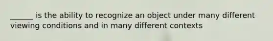 ______ is the ability to recognize an object under many different viewing conditions and in many different contexts