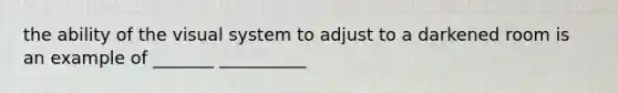 the ability of the visual system to adjust to a darkened room is an example of _______ __________