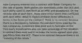 Able Company entered into a contract with Baker Company for the sale of goods. Both parties are merchants under the UCC and each party used its own form as an offer and acceptance. On the reverse side of each form, there were minor terms that conflicted with each other. What is impact of these minor differences in terms in the forms on the contract? There is no contract because there is a discrepancy between the standard forms used by the two companies. A contract does exist and is favorable to the third party beneficiaries who can take advantage of the situation. A contract does exist and it includes the terms agreed upon plus gap-fillers from the UCC. There is no contract because there is no "meeting of the minds."