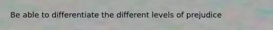 Be able to differentiate the different levels of prejudice