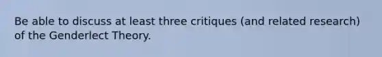 Be able to discuss at least three critiques (and related research) of the Genderlect Theory.