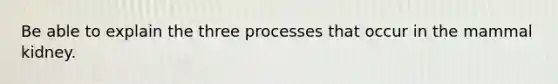 Be able to explain the three processes that occur in the mammal kidney.