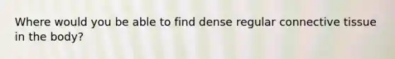 Where would you be able to find dense regular connective tissue in the body?