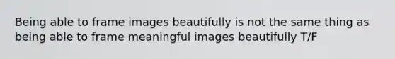 Being able to frame images beautifully is not the same thing as being able to frame meaningful images beautifully T/F